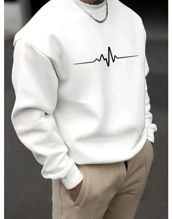 Erkek Uzun Kollu Baskılı Iki Iplik Sweat