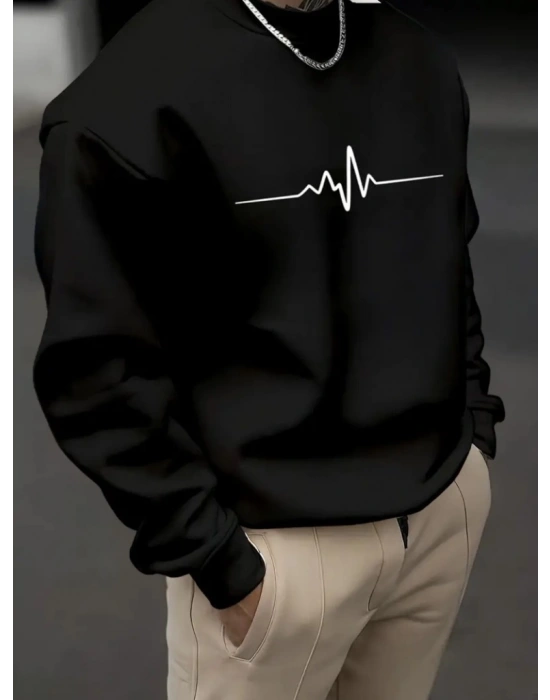 Erkek Uzun Kollu Baskılı Iki Iplik Sweat