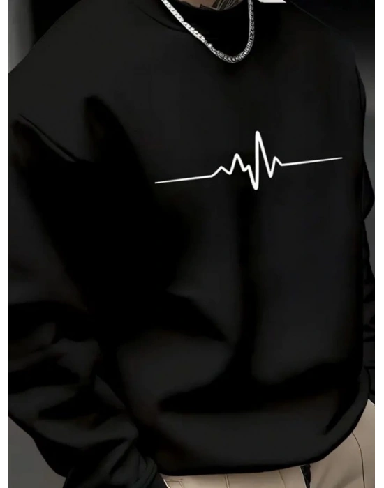 Erkek Uzun Kollu Baskılı Iki Iplik Sweat