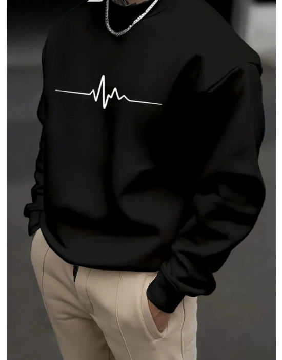 Erkek Uzun Kollu Baskılı Iki Iplik Sweat