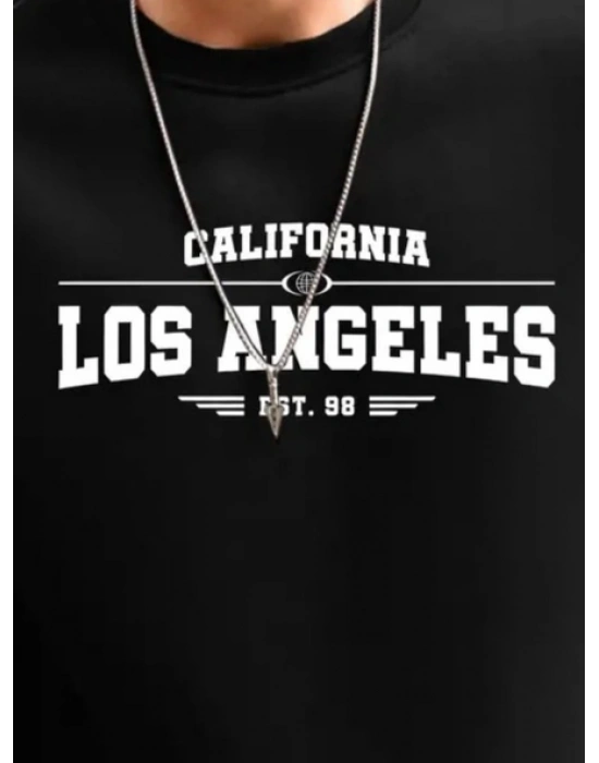 Erkek Uzun Kollu Bisiklet Yaka Los Angeles Yazılı Iki Iplik Bluz