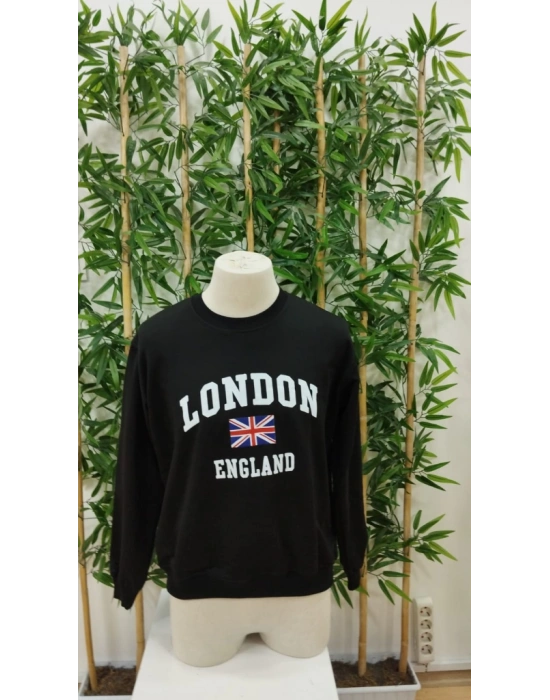 Erkek Uzun Kollu Bisiklet Yaka Yazı Baskılı Iki Iplik Sweat