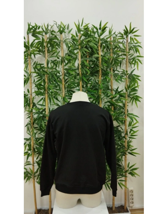 Erkek Uzun Kollu Bisiklet Yaka Yazı Baskılı Iki Iplik Sweat