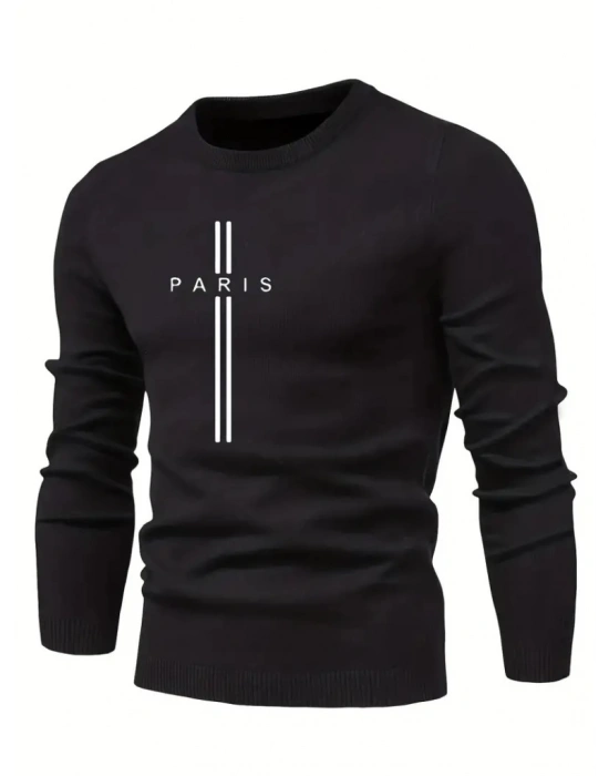 Erkek Uzun Kollu Bisiklet Yaka Yazı Detaylı Iki Iplik Bluz