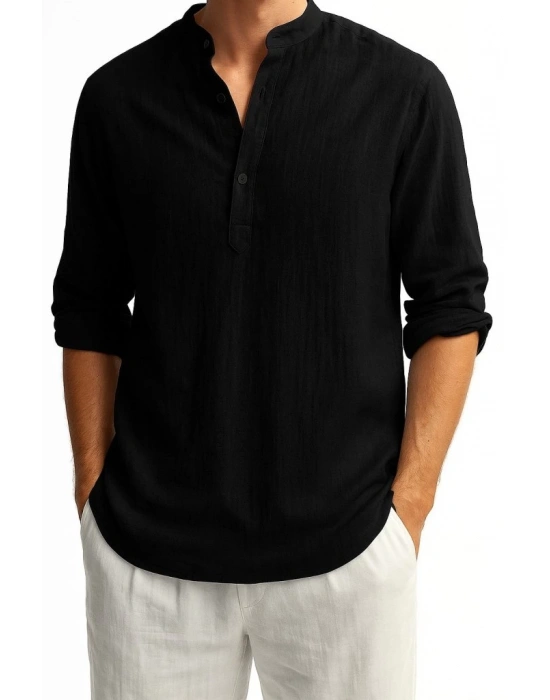 Erkek Uzun Kollu Hakim Yaka Düğmeli Erkek Müslim Gömlek