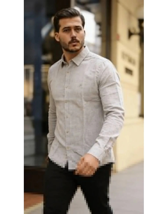 Erkek Uzun Kollu Keten Gömlek