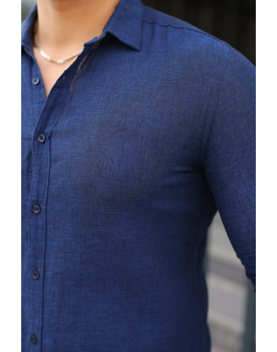 Erkek Uzun Kollu Keten Gömlek