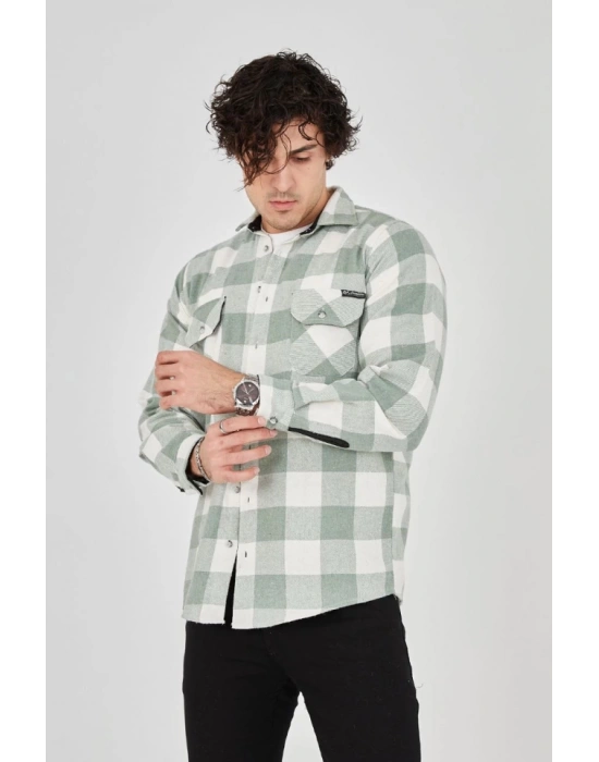 Erkek Uzun Kollu Oduncu Gömlek  int Yeşili
