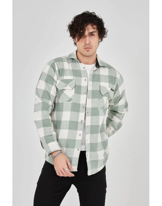 Erkek Uzun Kollu Oduncu Gömlek  int Yeşili