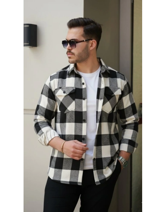 Erkek Uzun Kollu Oduncu Gömlek  Siyah