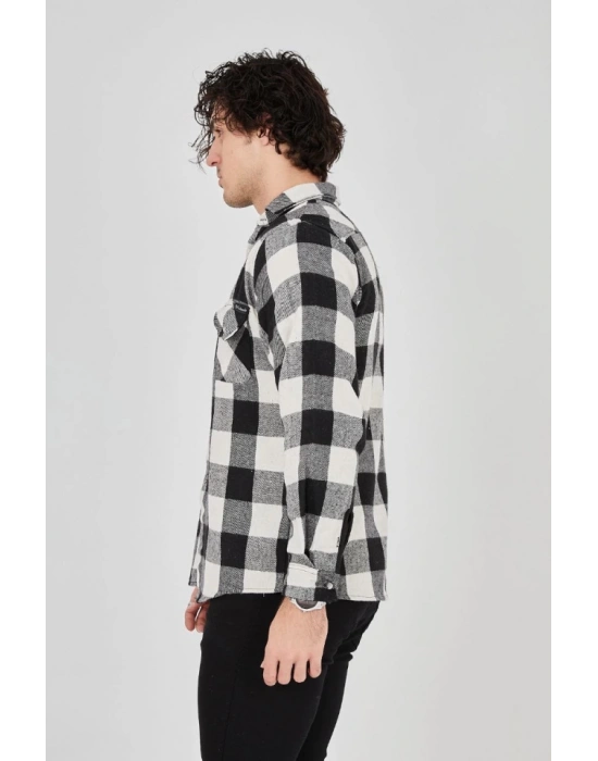 Erkek Uzun Kollu Oduncu Gömlek  Siyah