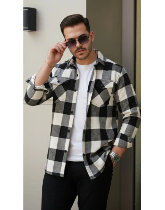 Erkek Uzun Kollu Oduncu Gömlek  Siyah