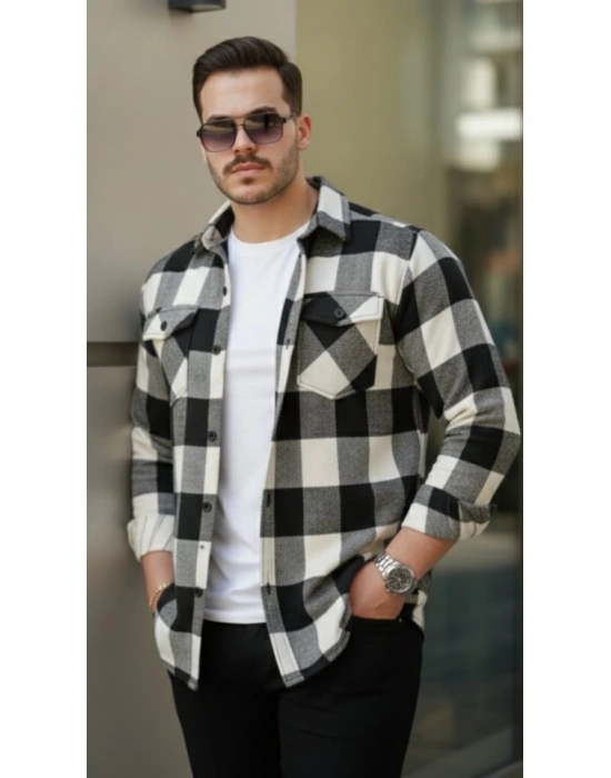 Erkek Uzun Kollu Oduncu Gömlek  Siyah