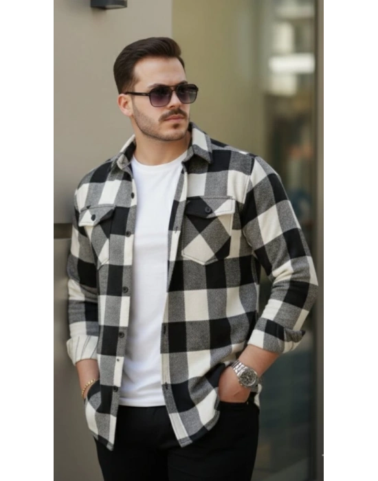 Erkek Uzun Kollu Oduncu Gömlek  Siyah