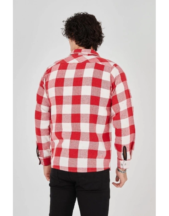 Erkek Uzun Kollu Oduncu Gömlek  Kırmızı
