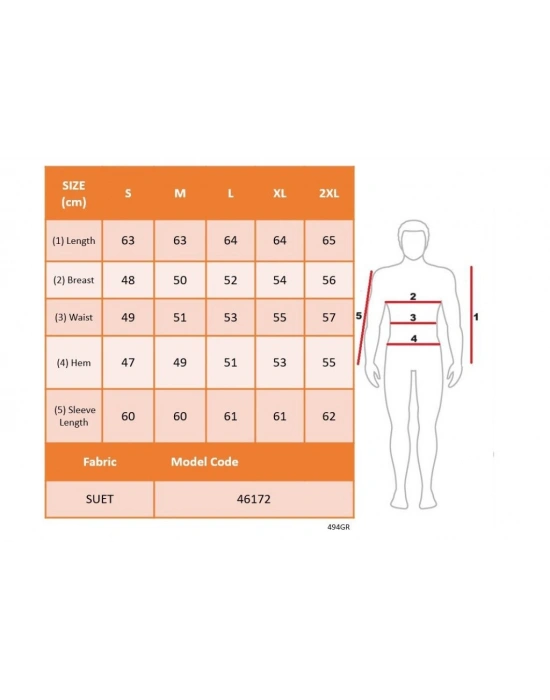 Erkek önden Fermuarlı Içi Astarlı üet Ceket