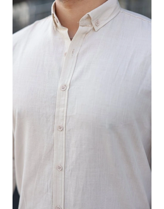Erkek Uzun Kollu Rahat Keten Gömlek