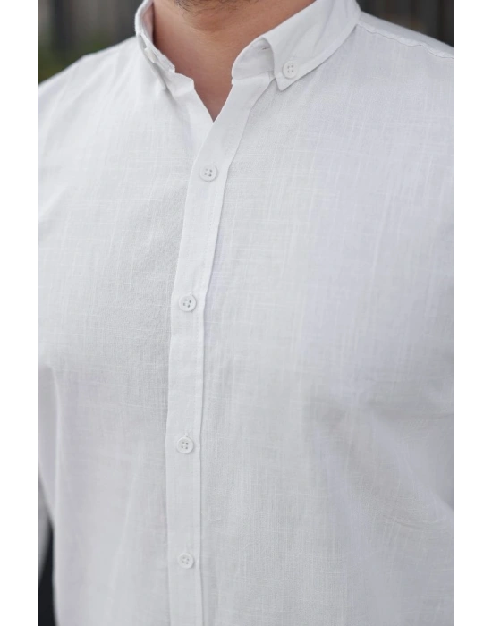 Erkek Uzun Kollu Rahat Keten Gömlek