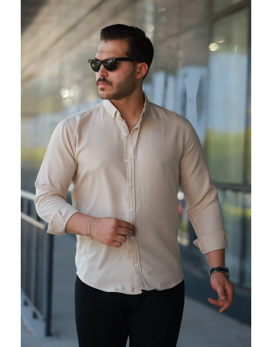 Erkek Uzun Kollu Regular ofya Keten Gömlek