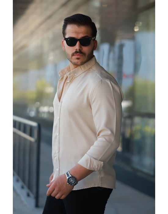 Erkek Uzun Kollu Regular ofya Keten Gömlek