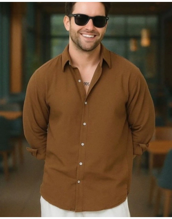 Erkek Uzun Kollu Regular ofya Keten Gömlek