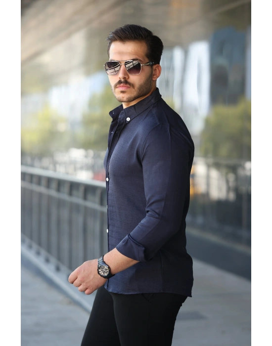 Erkek Uzun Kollu Regular ofya Keten Gömlek