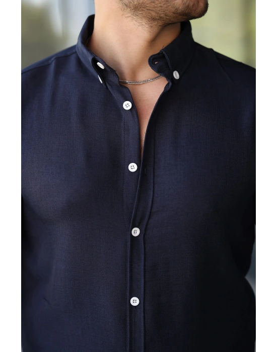 Erkek Uzun Kollu Regular ofya Keten Gömlek