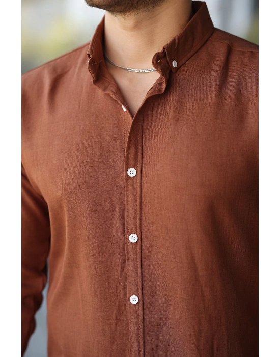 Erkek Uzun Kollu Regular ofya Keten Gömlek
