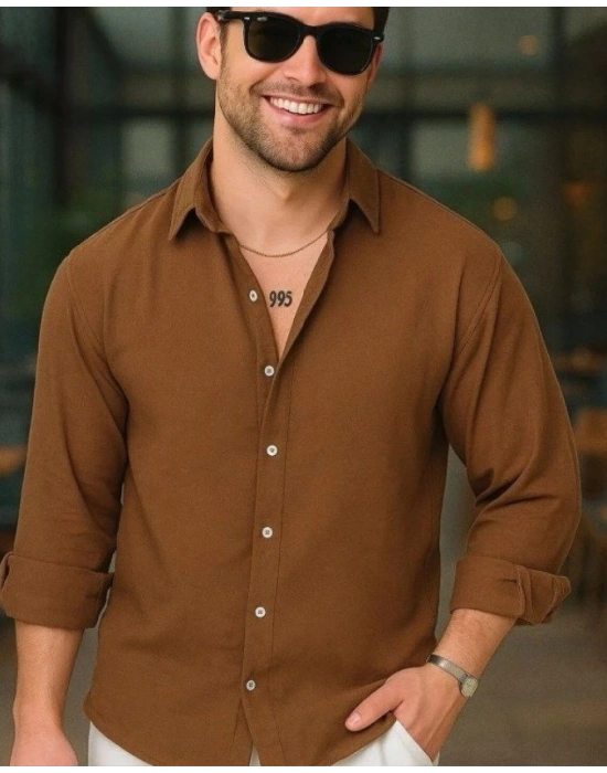 Erkek Uzun Kollu Regular ofya Keten Gömlek