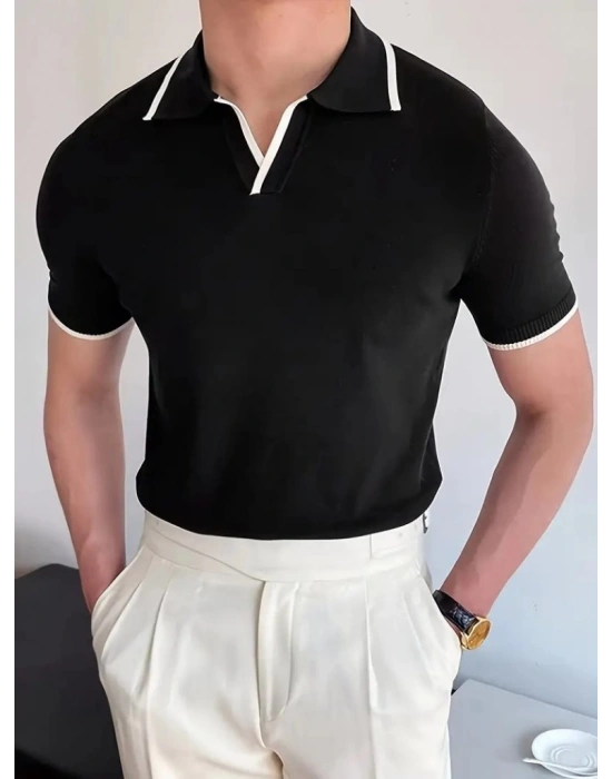 Erkek Uzun Kollu Yakalı Triko Tişört