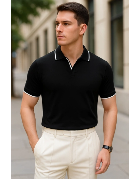 Erkek Uzun Kollu Yakalı Triko Tişört