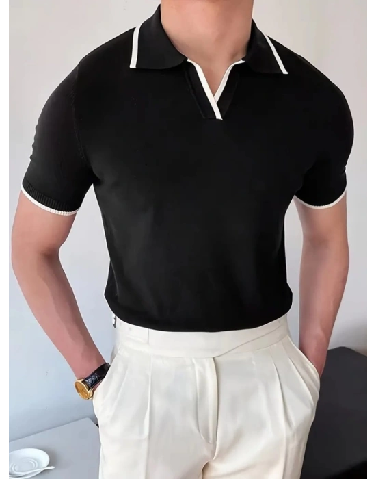 Erkek Uzun Kollu Yakalı Triko Tişört