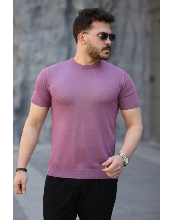 Erkek Viskon Kumaş Bisiklet Yaka Basic Tişört