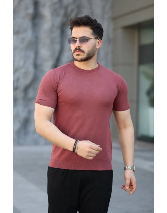 Erkek Viskon Kumaş Bisiklet Yaka Basic Tişört