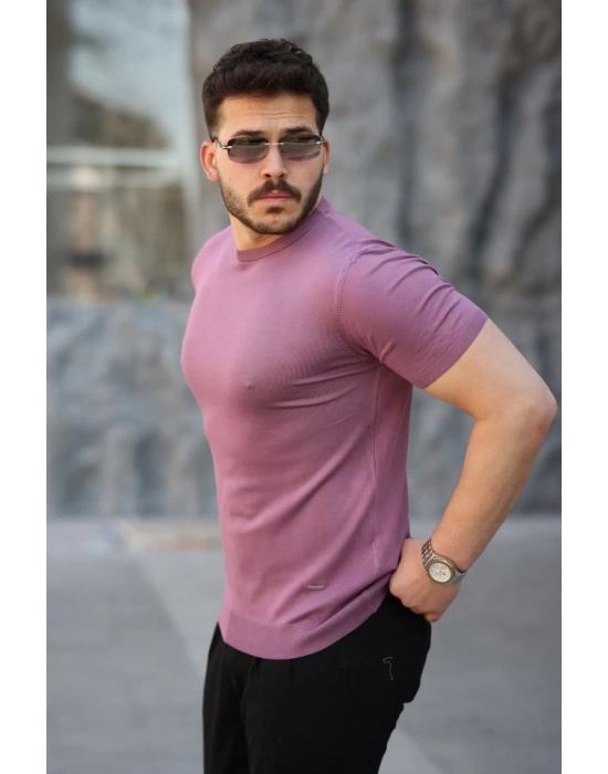 Erkek Viskon Kumaş Bisiklet Yaka Basic Tişört