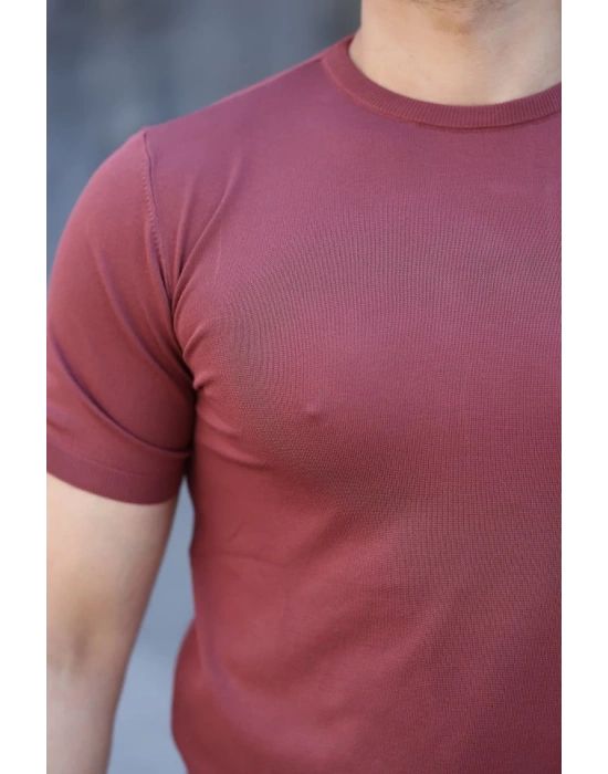Erkek Viskon Kumaş Bisiklet Yaka Basic Tişört