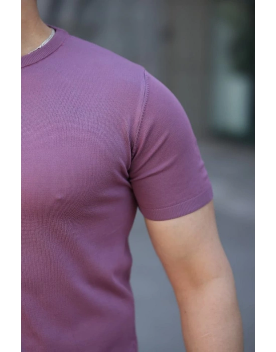 Erkek Viskon Kumaş Bisiklet Yaka Basic Tişört