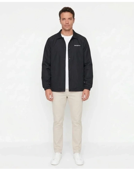 Erkek Yağmur İtici İç Astarlı Çıtçıtlı İç Cepli Dış Cepli evsimlik Ceket  iyah