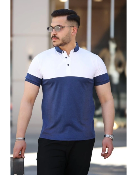 Erkek Yakalı çift Renk Kısa Kollu Tshirt