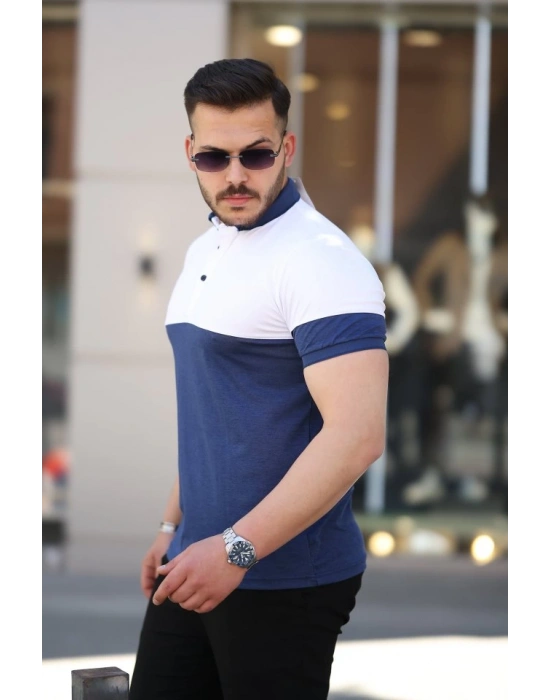Erkek Yakalı çift Renk Kısa Kollu Tshirt