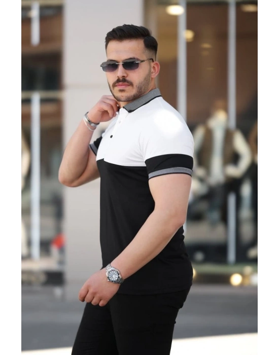 Erkek Yakalı çift Renk Kısa Kollu Tshirt