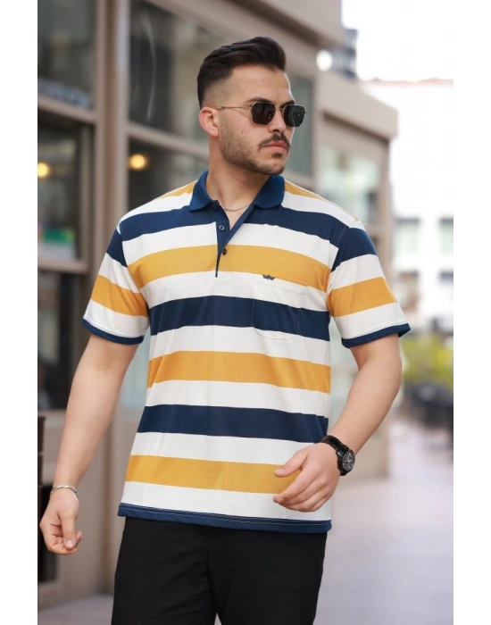 Erkek Yakalı çok Renkli Kısa Kollu Tshirt