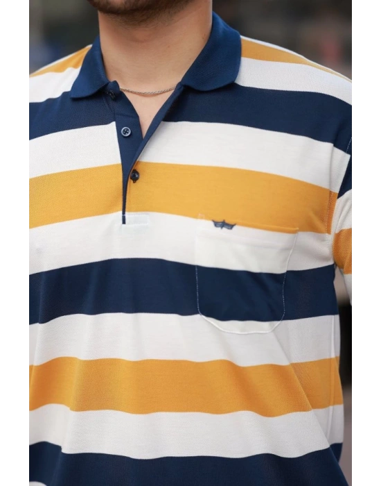 Erkek Yakalı çok Renkli Kısa Kollu Tshirt