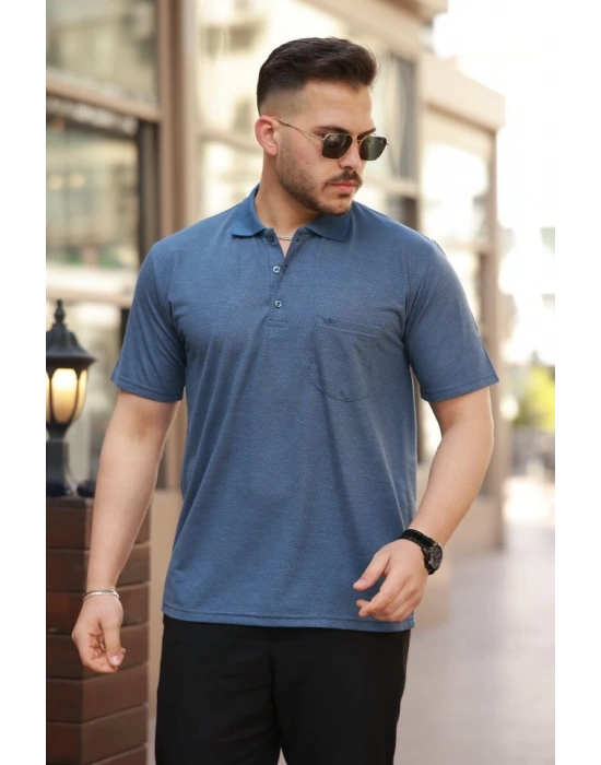 Erkek Yakalı ini Jakarlı Kısa Kollu Tshirt