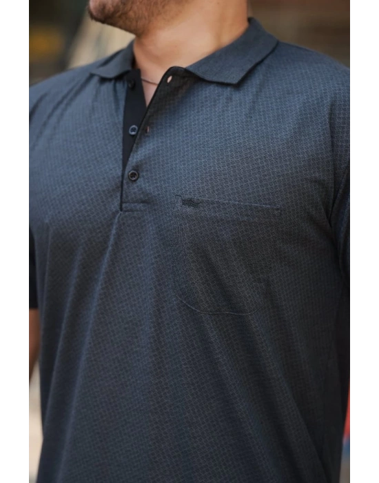 Erkek Yakalı ini Jakarlı Kısa Kollu Tshirt