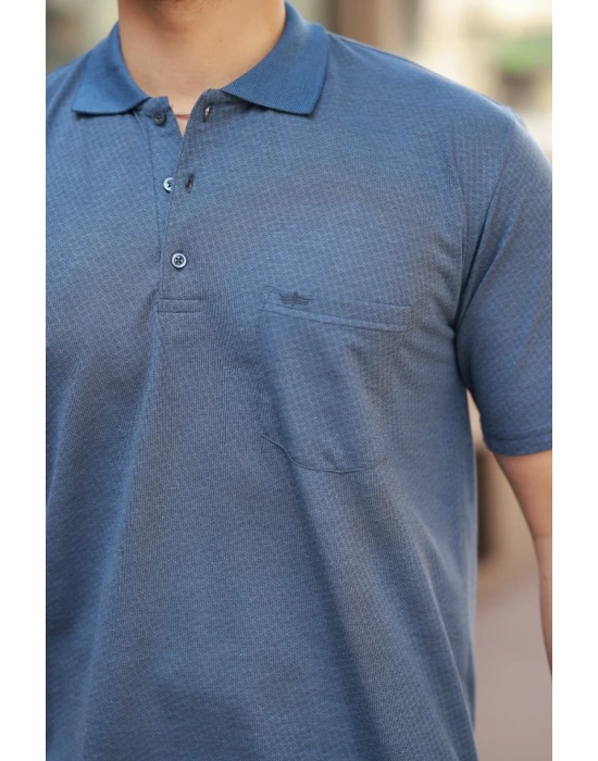 Erkek Yakalı ini Jakarlı Kısa Kollu Tshirt