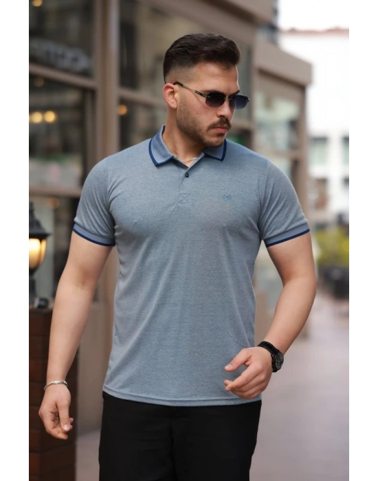 Erkek Yakalı Kagi Kumaş Kısa Kollu Tshirt