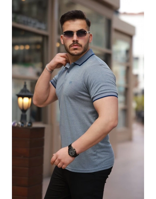 Erkek Yakalı Kagi Kumaş Kısa Kollu Tshirt