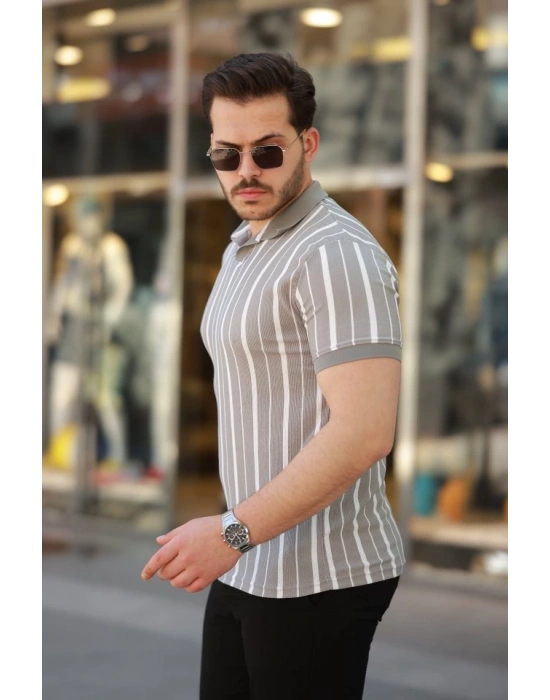 Erkek Yakalı örme Kumaş Kısa Kollu Tshirt