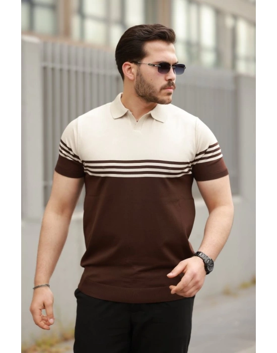 Erkek Yakalı Parça Renk Kısa Kollu Tshirt